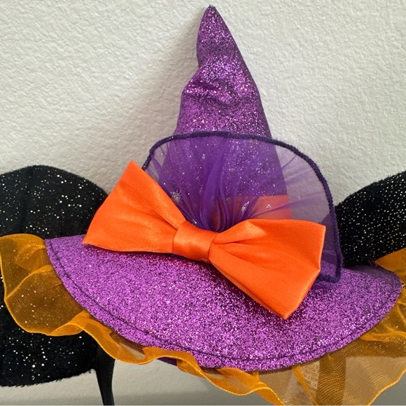 Halloween Minnie Ears Witch Hat Disney Headband Purple Orange Mickey Ears - Picture 3 of 9